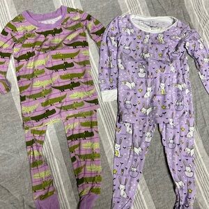 Little Sleepies Girls Sz 2T Purple and Green Crocodile Pajama Set of 2